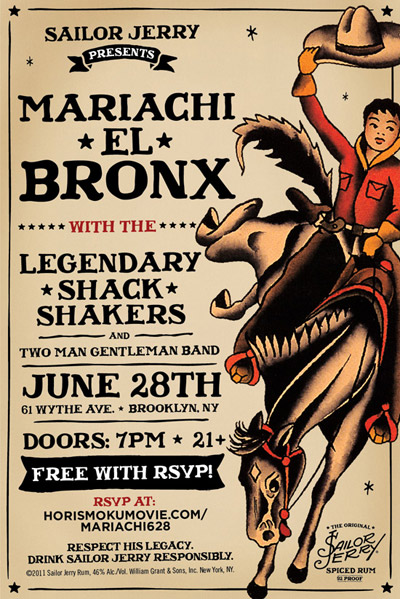 Sailor Jerry Presents: Mariachi el Bronx with the Legendary Shack Shakers and Two Man Gentleman Band - June 28th